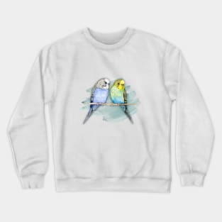 Two cute budgies watercolor Crewneck Sweatshirt